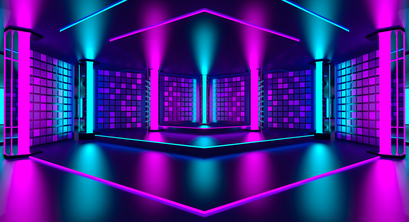 3D Pink Violet Blue Neon Abstract Background